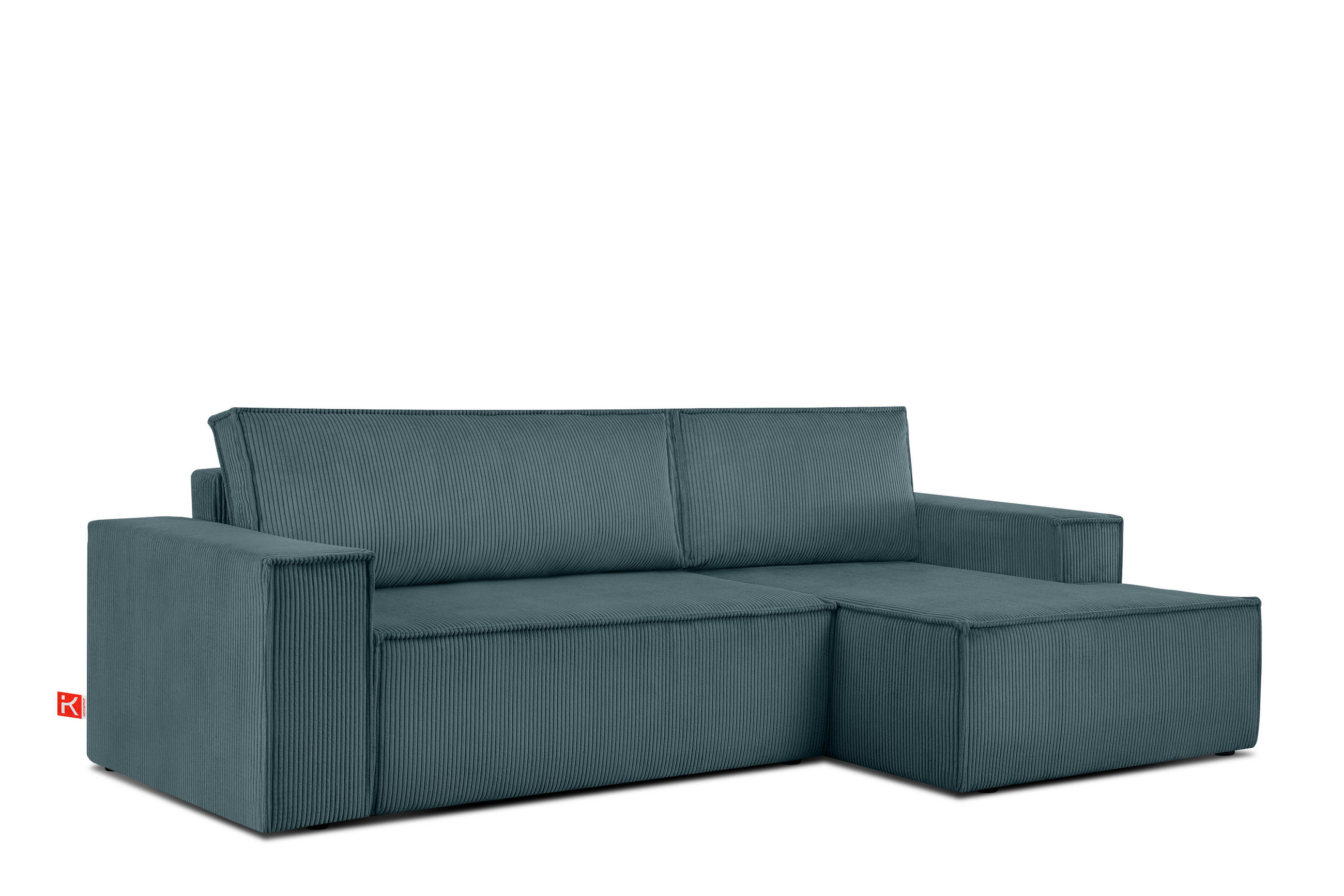 ECKSCHLAFSOFA-RECHTS NAPI in Pet Friendly Cord-Stoff, blau - Blau/Schwarz, Textil (262/148cm) - KONSIMO®