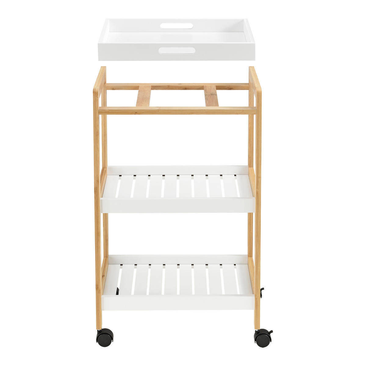 SERVIERWAGEN Lugano - Beige, Naturmaterialen (46/75/35cm) - [en.casa]