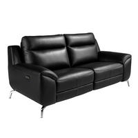SOFA 2-Sitzer Relaxsofa aus schwarzem Leder 192/93/92 cm - Edelstahlfarben/Schwarz, Leder (192/92/93cm) - ANGEL CERDA