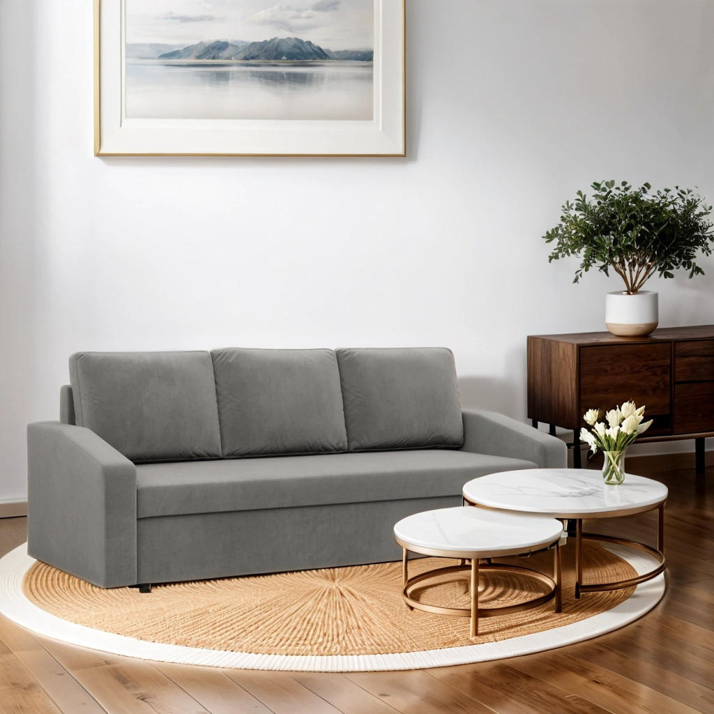 Thumbnail - Simkam Furniture Sofa, Greige, Textil, L-Form, 220x92x92 cm, Wohnzimmer, Sofas & Couches, Schlafsofas