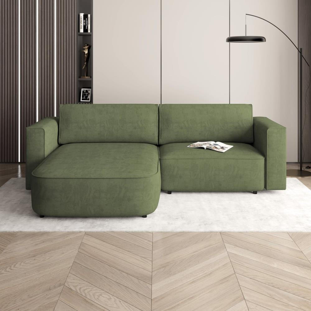ECKSCHLAFSOFA Carlos grün - Schwarz/Grün, Kunststoff/Textil (265/170cm) - Beautysofa
