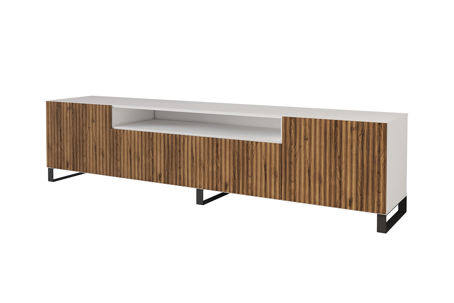 ALTDECOR LOWBOARD Eiche Wotan, Weiß 200cm × 41cm × 53cm
