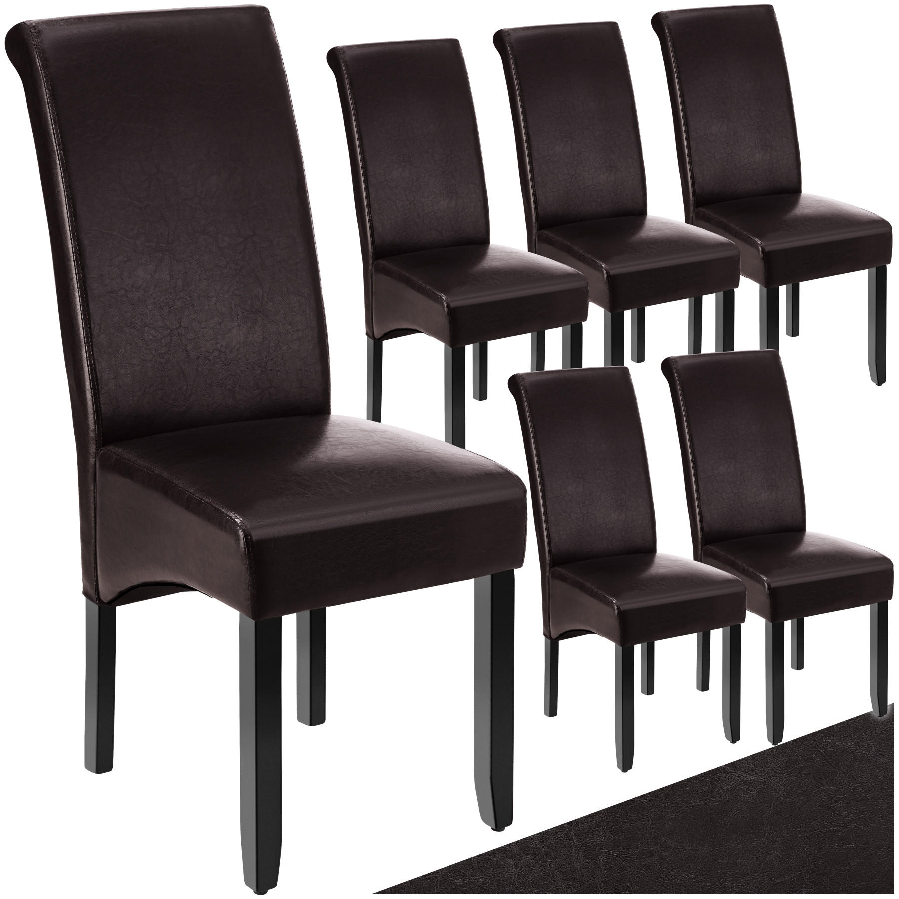 ESSZIMMERSTUHL 6er Set 44 x 63 x 106 cm braun - Braun, Textil (44/106/45cm) - tectake