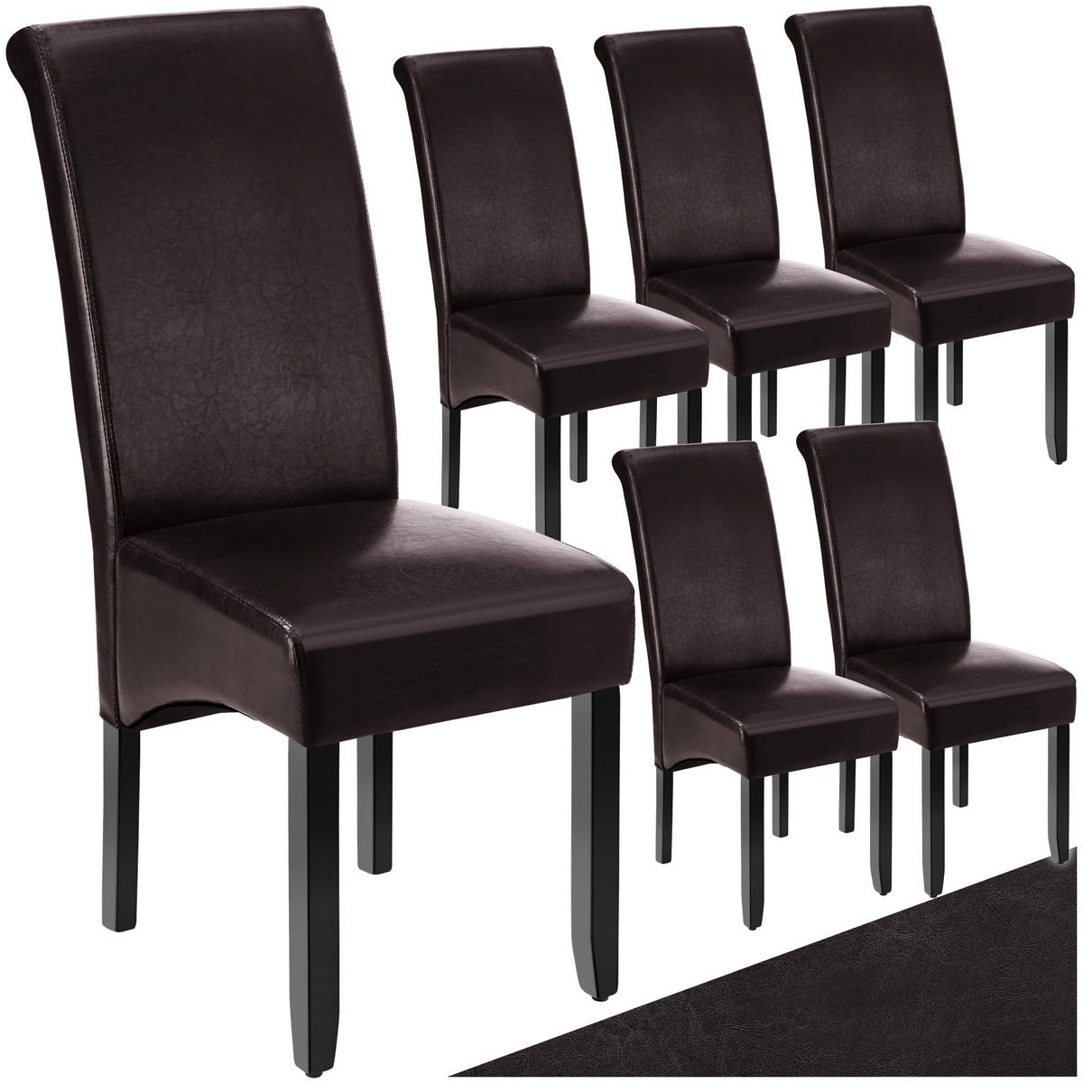 ESSZIMMERSTUHL 6er Set 44 x 63 x 106 cm braun - Braun, Textil (44/106/45cm) - tectake