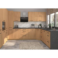 KÜCHENZEILE Casella 15-teilig Eiche Artisan / Casella Eiche Natur - Braun/Eiche Artisan, Holzwerkstoff/Metall (360/207/270cm) - Feldmann-Wohnen