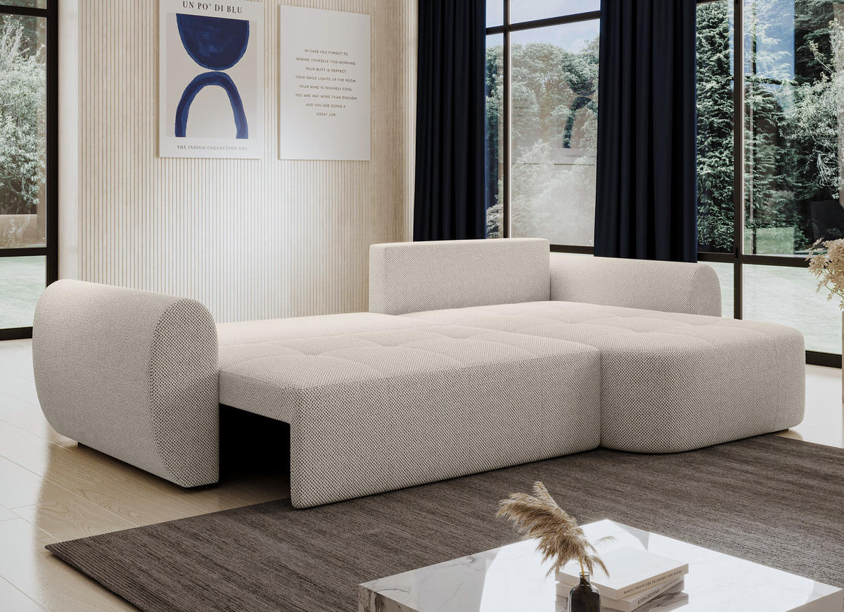 ECKSOFA L Form Nubio Beige 282/170/91 cm – modernes Sofa fürs Wohnzimmer - Beige/Schwarz, Kunststoff/Textil (282/170cm) - AX Living