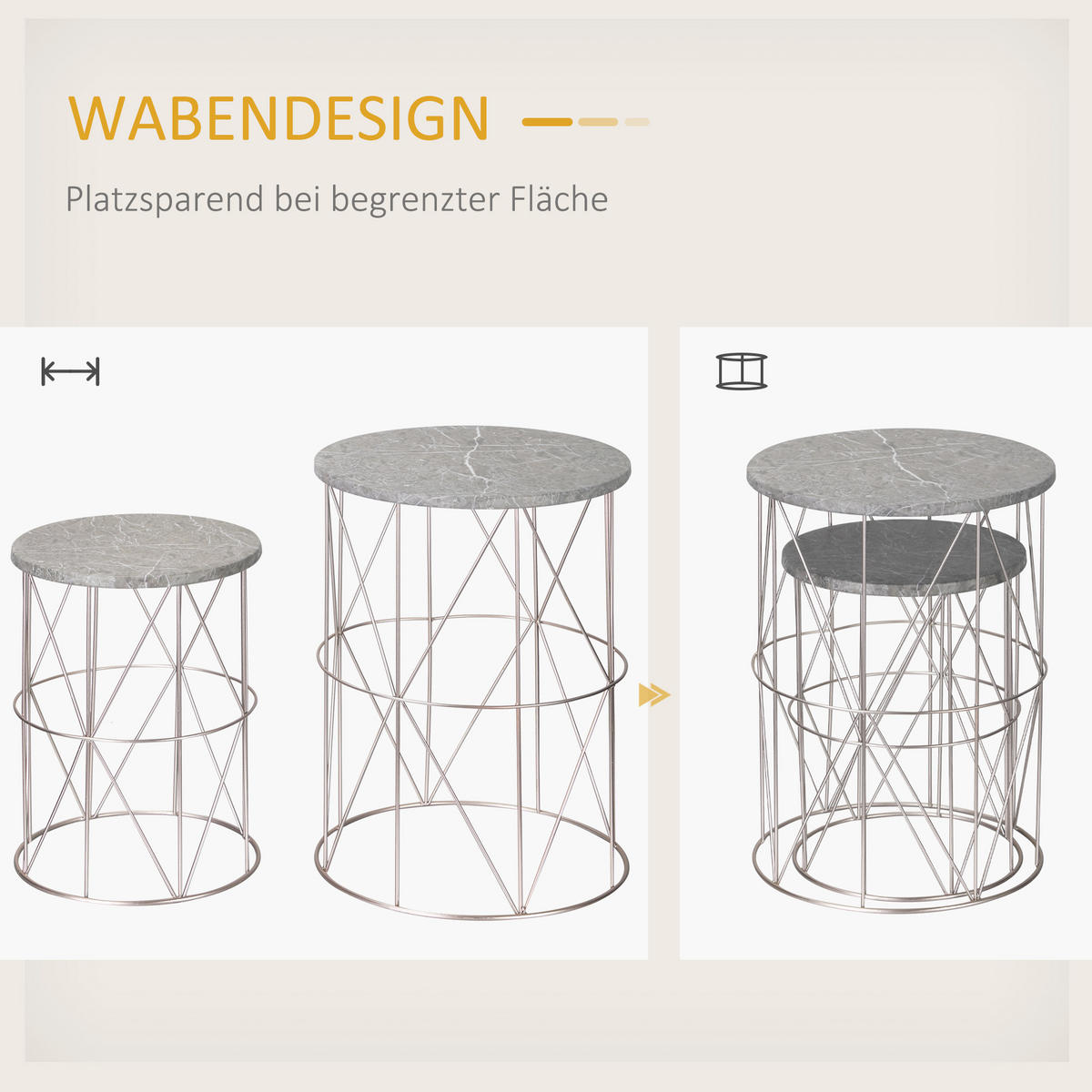 GARTENTISCH, Rose Gold, Metall - Roségold, Metall (38/38/52.5cm) - Outsunny