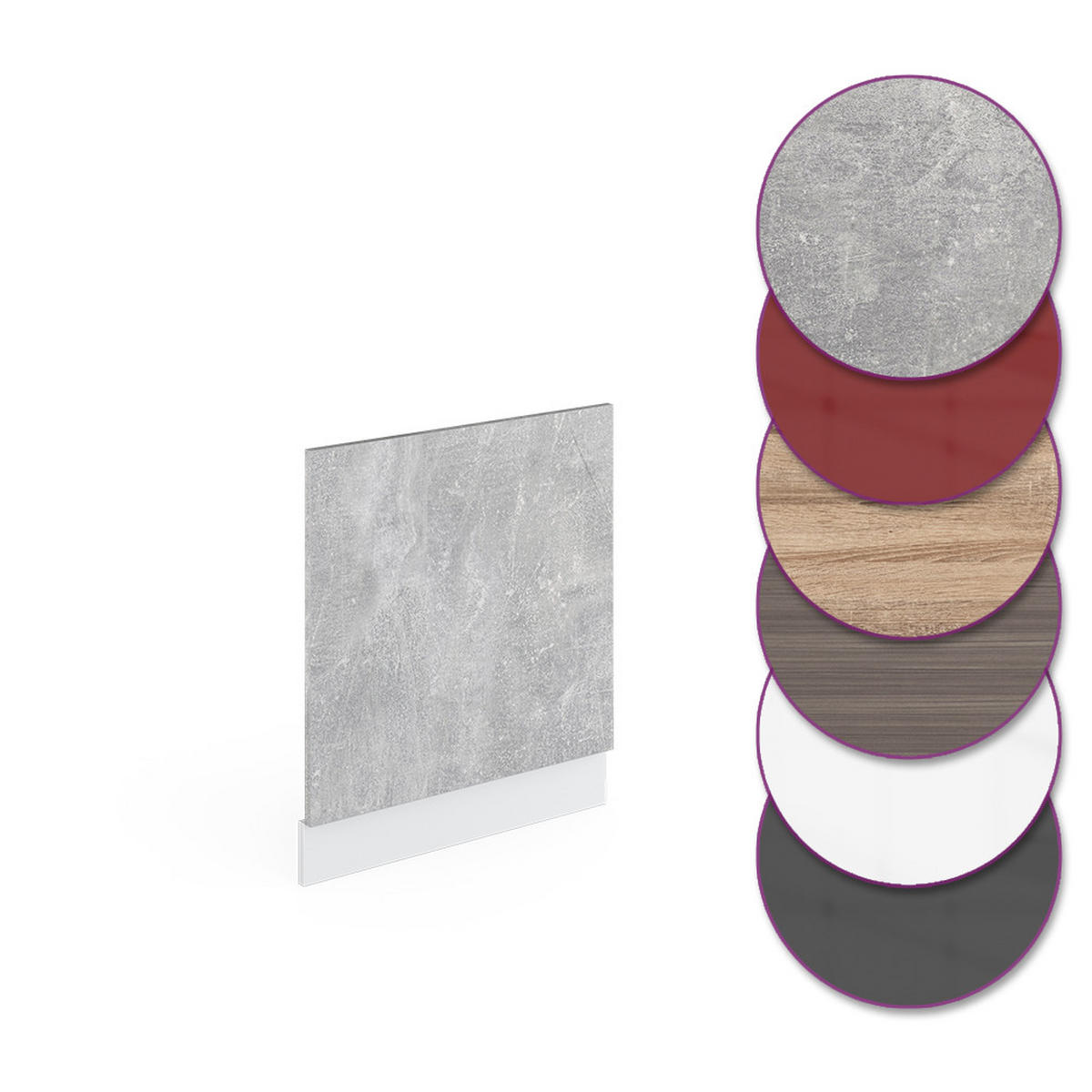 FRONTBLENDE R-Line Beton 60 cm ohne AP - Schieferfarben/Hellgrau, Holzwerkstoff (60/57.2/1.6cm) - Vicco
