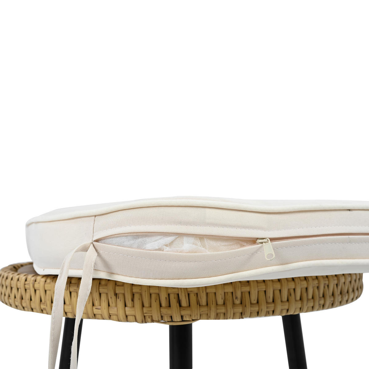 LOUNGESET Rattan Natur/Holzweiß 5-tlg. - Naturfarben, Metall - ComfortXL