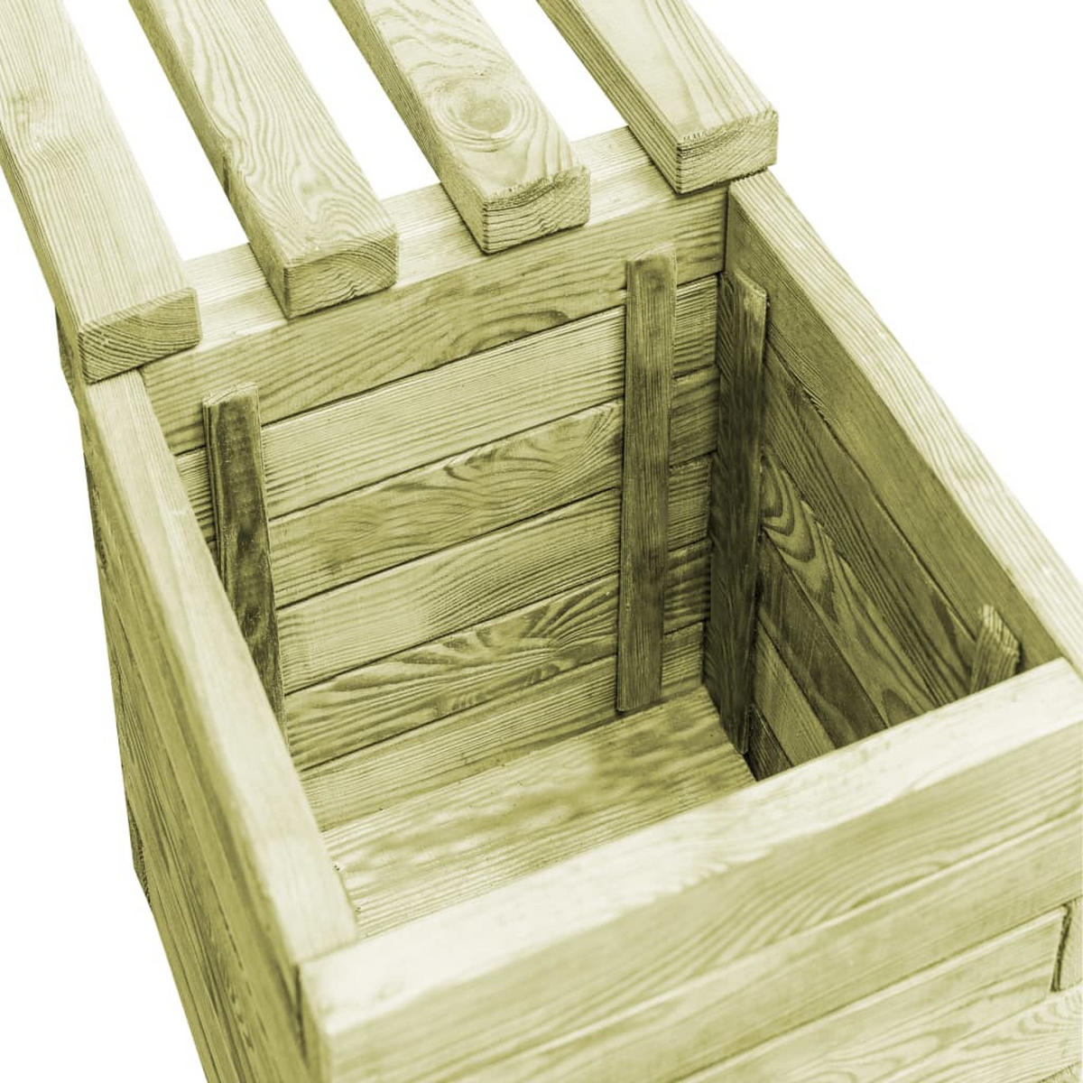 GARTENBANK mit Pflanzgefäßen Kiefernholz Imprägniert - Grün, Holz (196/36/40cm)