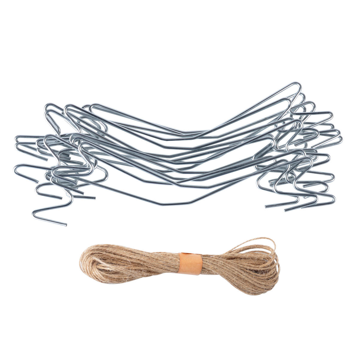 CÂRLIGE argintiu natural set-15 metal sfoară de iută 15 m - argintiu, material textil/metal (5/25/1cm) - Relaxdays