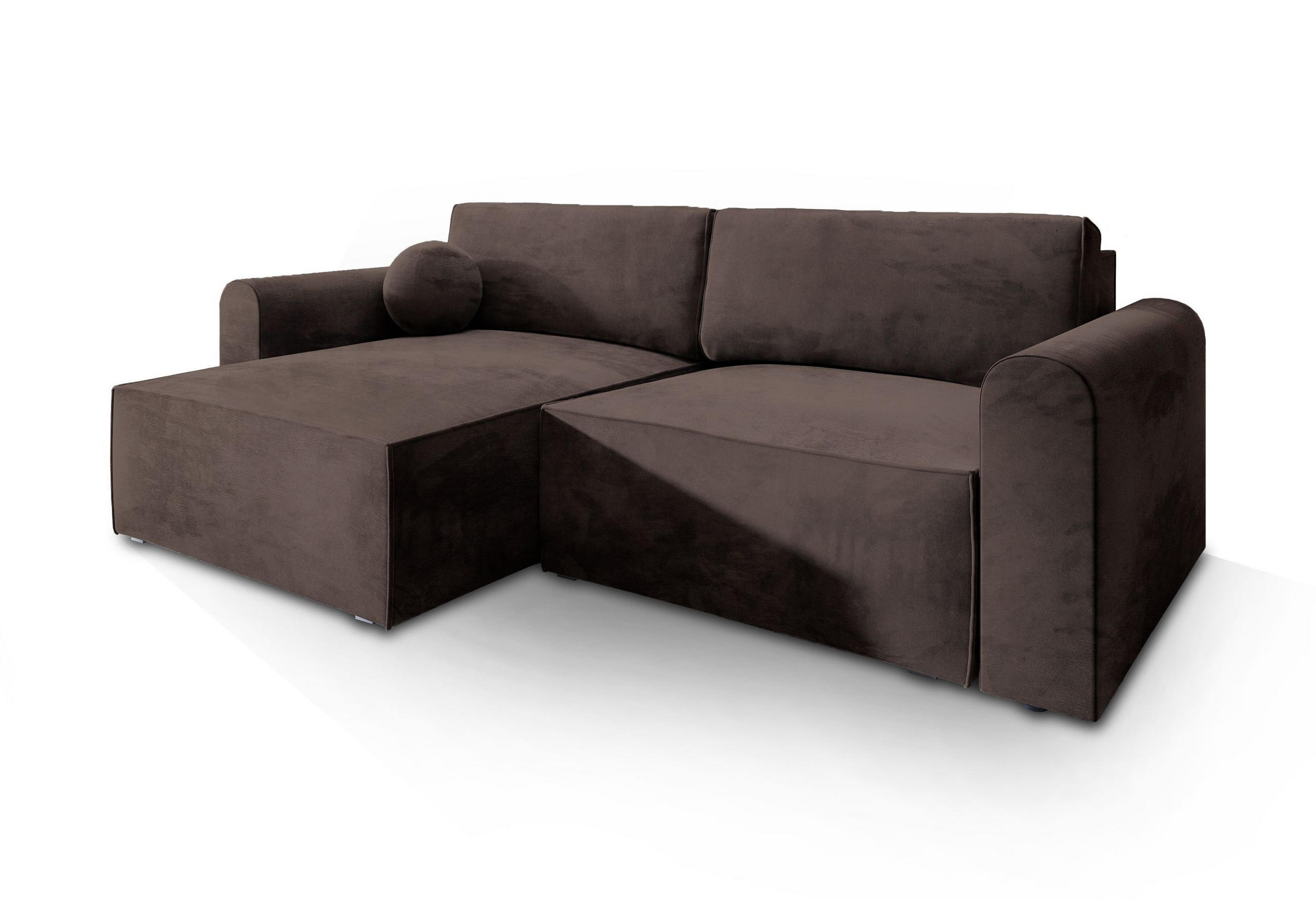 ROHOVÁ SEDAČKA FIANO hnědá - šedá/hnědá, dřevo/textil (245/148cm) - MASSENO