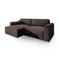 ROHOVÁ SEDAČKA FIANO hnědá - šedá/hnědá, dřevo/textil (245/148cm) - MASSENO