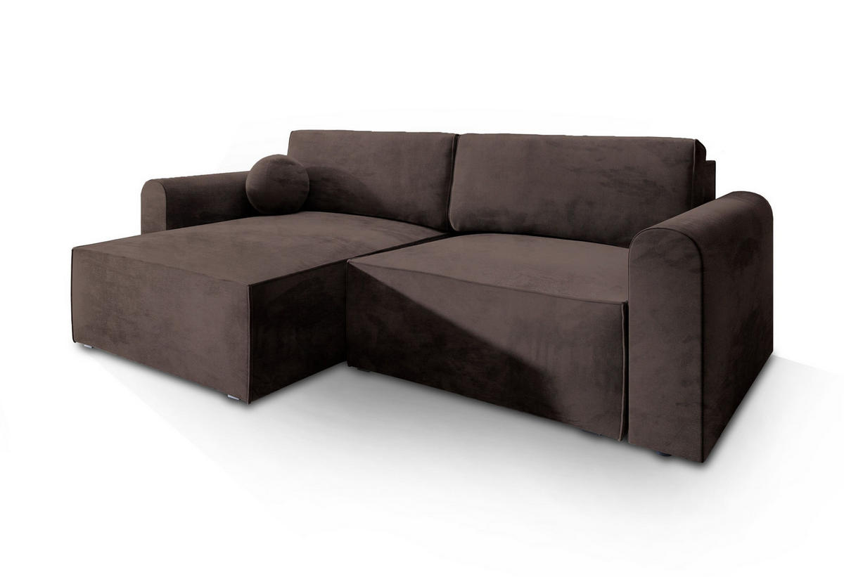 ROHOVÁ SEDAČKA FIANO hnědá - šedá/hnědá, dřevo/textil (245/148cm) - MASSENO