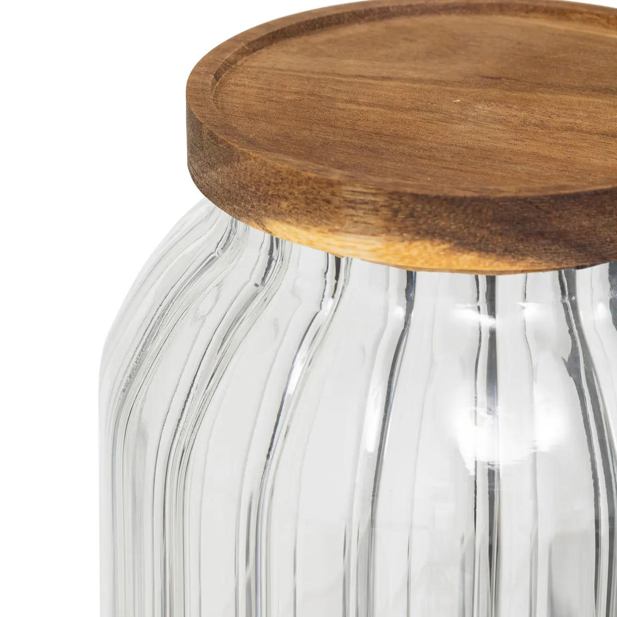 GLASBEHÄLTER mit Holzdeckel Harmony 3 l 15/15/22 cm - Transparent, Glas (15/22/15cm) - 5five Simply Smart