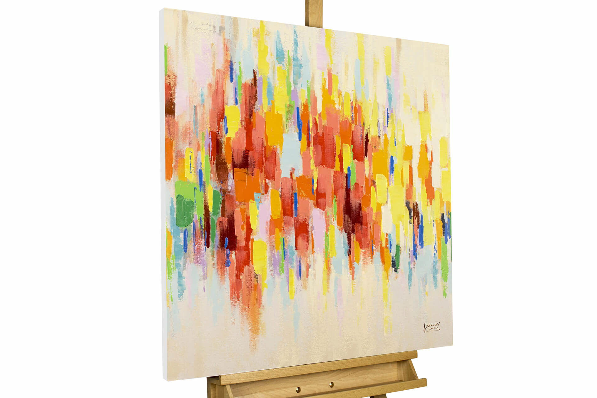 ACRYLBILD HANDGEMALT 80/80 cm - Beige/Multicolor, Holz/Textil (1.68/80cm) - KUNSTLOFT