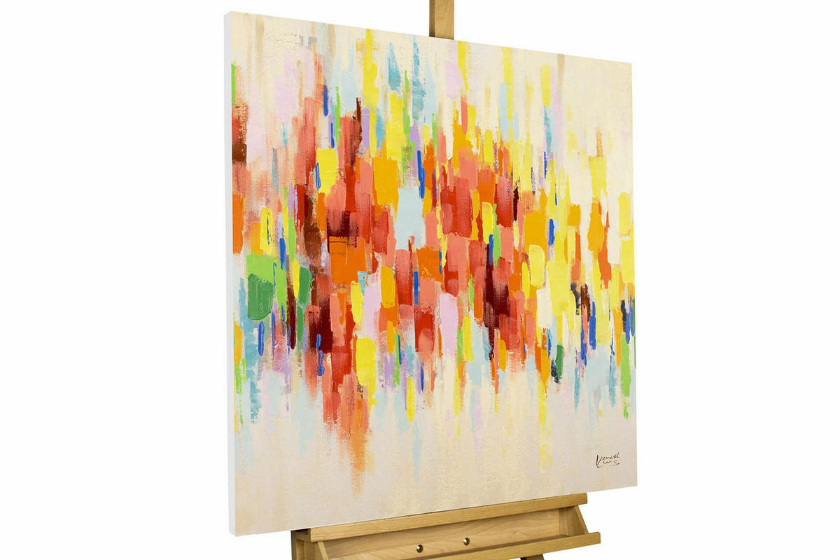 ACRYLBILD HANDGEMALT 80/80 cm - Beige/Multicolor, Holz/Textil (1.68/80cm) - KUNSTLOFT