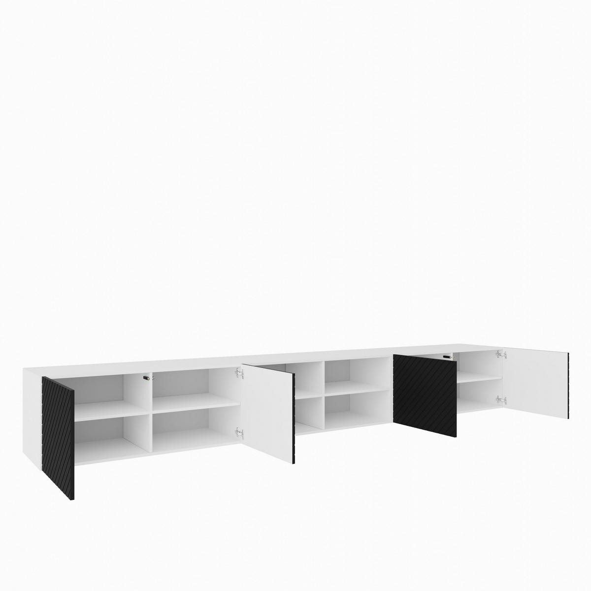 LOWBOARD CAVA 300/41/40 cm, Hängender TV-Schrank Weiß / Schwarz - Schwarz/Weiß, Holzwerkstoff (300/41/40cm) - MASSENO