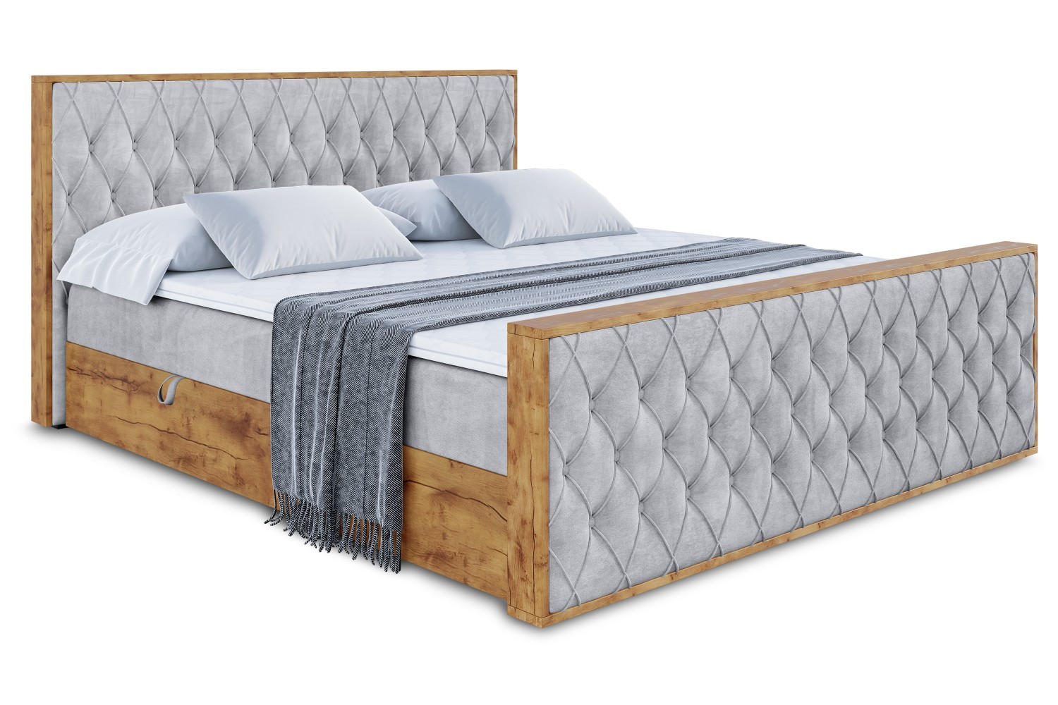BOXBETT mit Matratze H4 und Lattenrost - LOLLI5-Z - 160x200 - Grau Monolith - Grau, Holzwerkstoff (160/200cm) - ALTDECOR