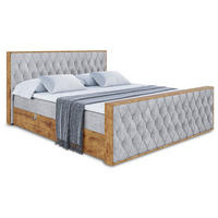 BOXBETT mit Matratze H3 und Lattenrost - LOLLI5-Z - 200x200 - Grau Monolith - Grau, Holzwerkstoff (200/200cm) - ALTDECOR