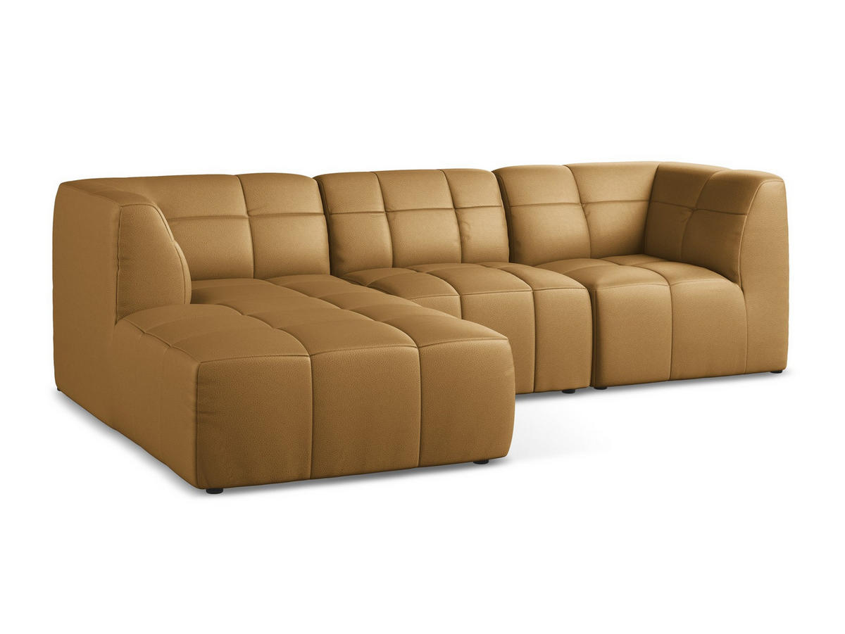 ECKSOFA Links Kunstleder Braun - Cognac/Schwarz, Holzwerkstoff/Kunststoff (266/175cm) - Makamii