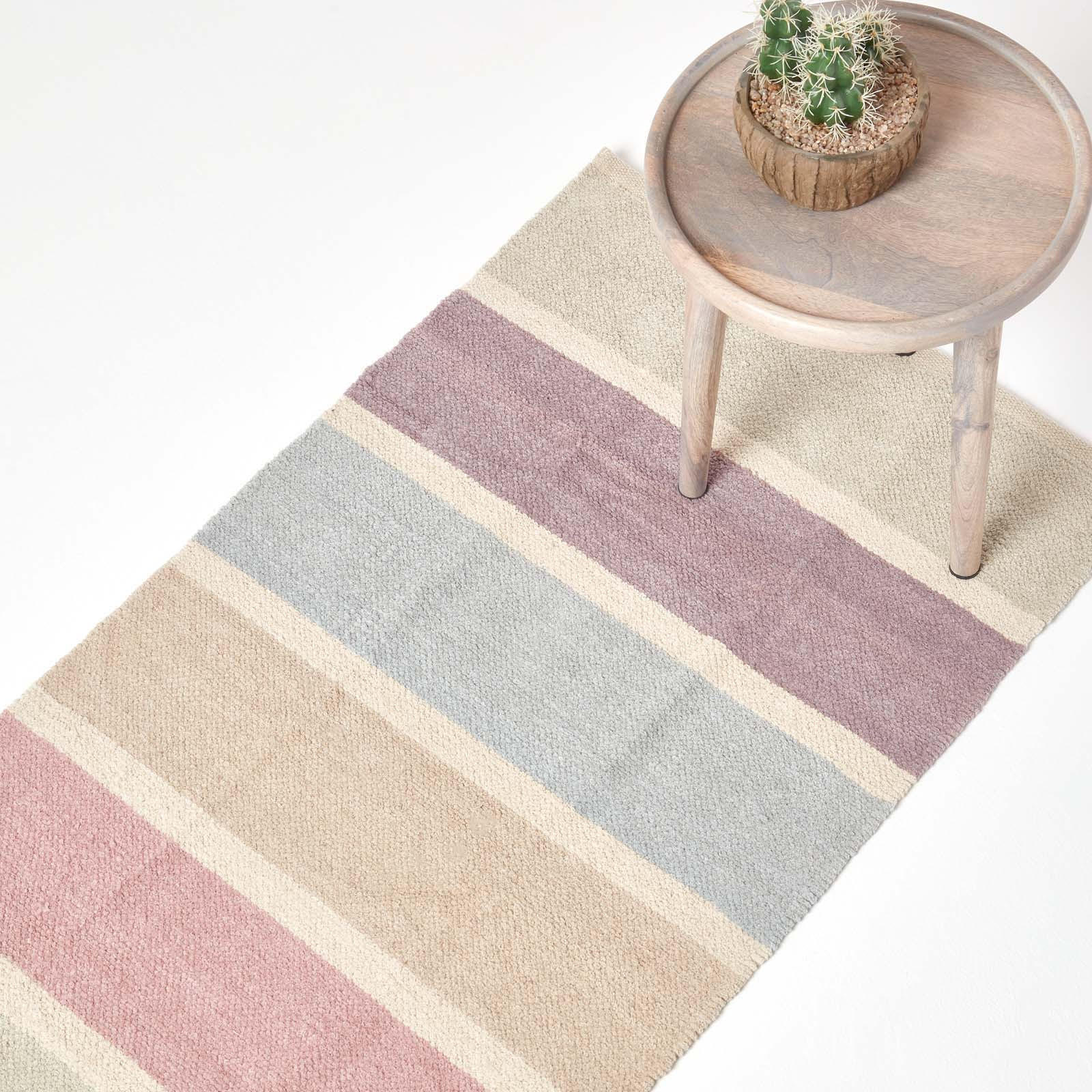 TEPPICHLÄUFER Chenille gestreift 66/200 cm - Multicolor, Textil (66/200cm) - Homescapes