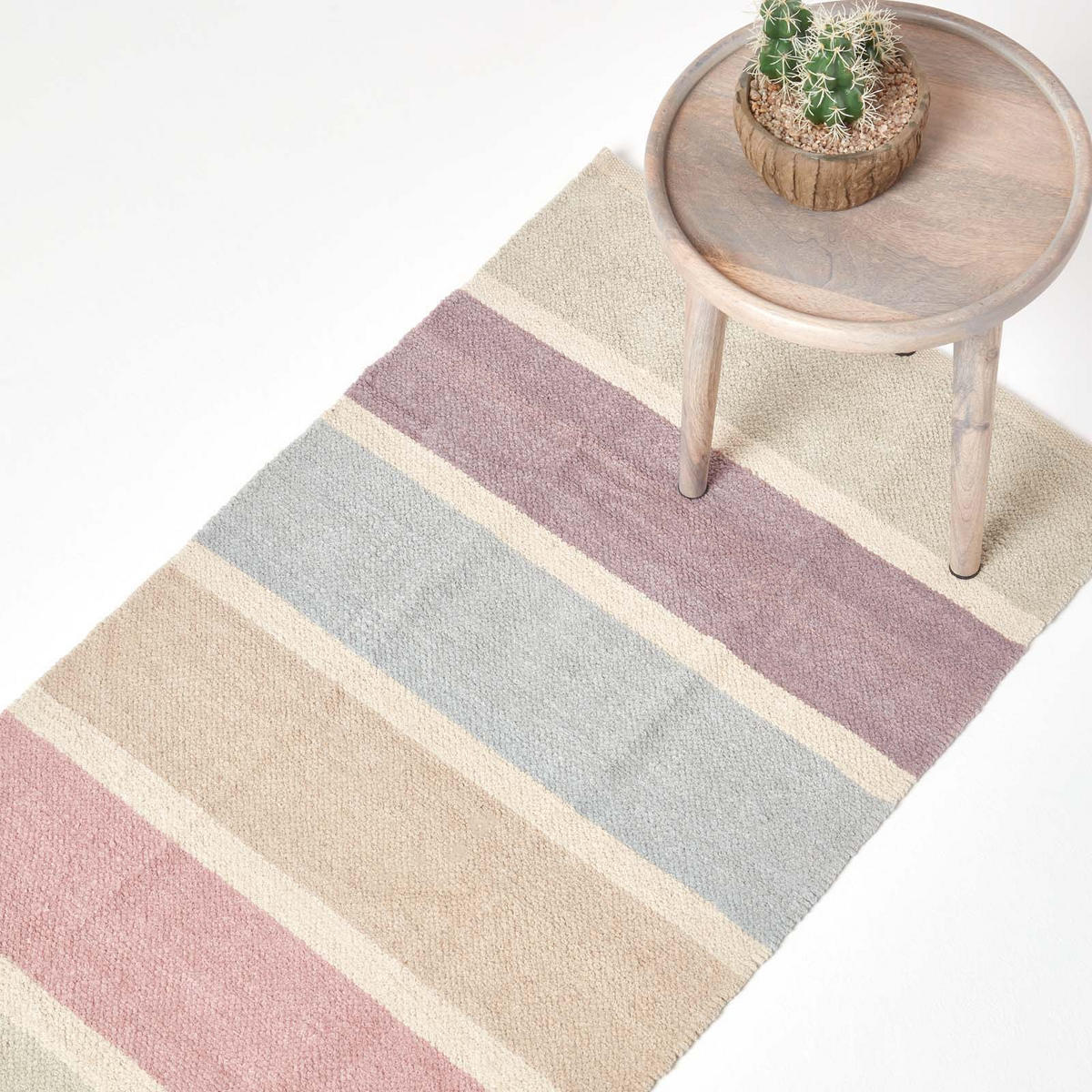 TEPPICHLÄUFER Chenille gestreift 66/200 cm - Multicolor, Textil (66/200cm) - Homescapes