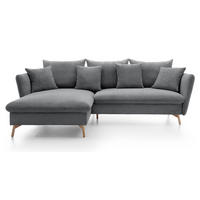 ECKSOFA Savona L-Form 260 cm, Cordstoff, Links, Grau - Grau, Holz (258/167cm) - Emporius