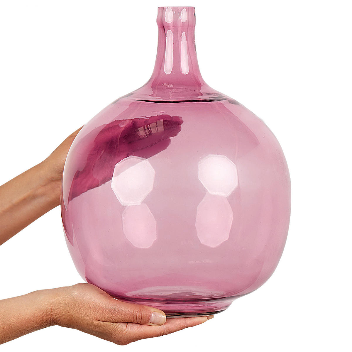 DEKOVASE Glas rosa Chappathi - Rosa, Glas (31cm) - Beliani