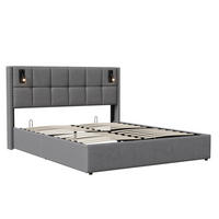 POLSTERBETT 140x200 cm USB Typ C Stauraum Lattenrost grau - Grau, Holz (140/200cm) - LEBENLANG