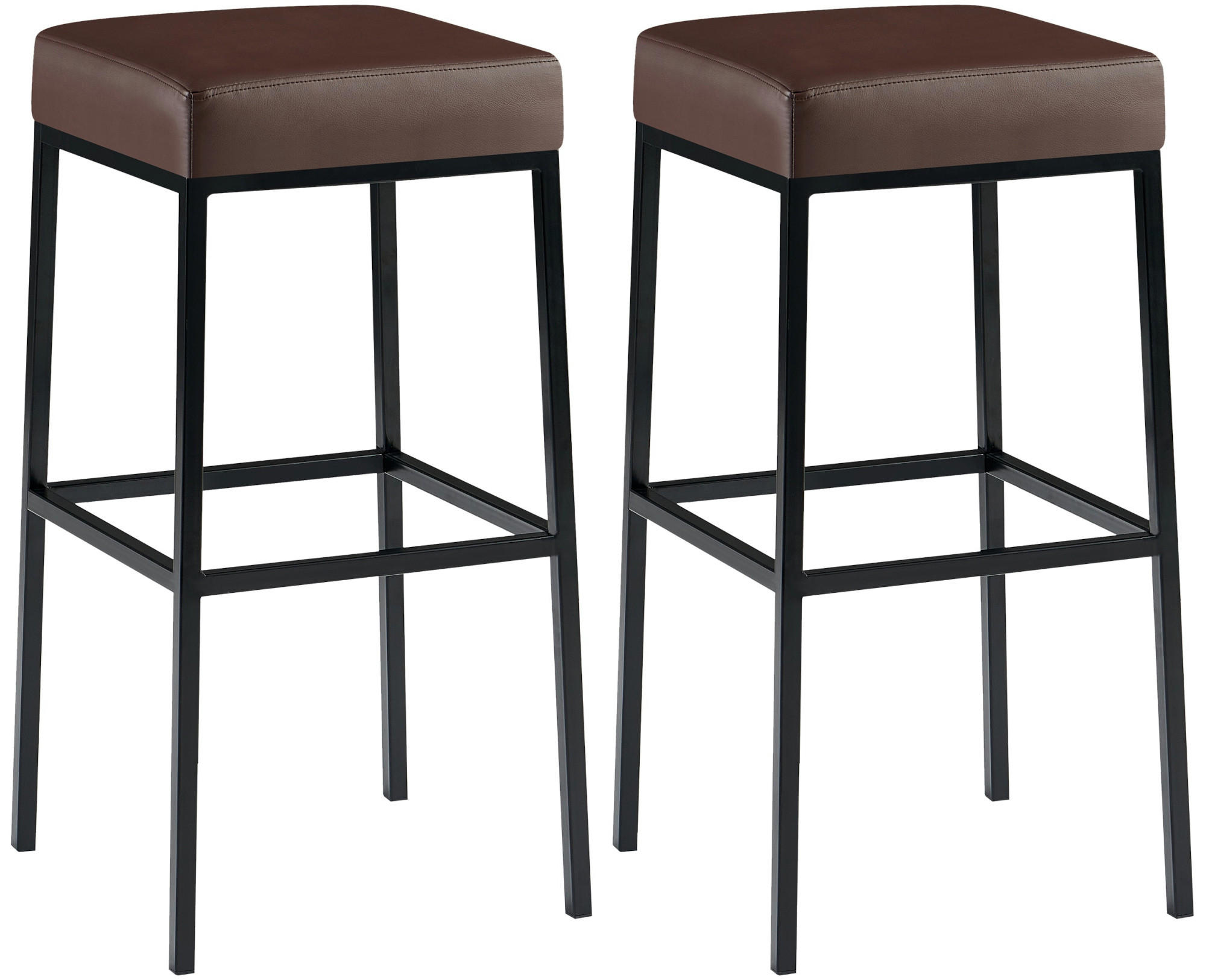 BARHOCKER 2er Set Lederlook braun - Schwarz/Braun, Textil/Metall (37/78/37cm) - CLP