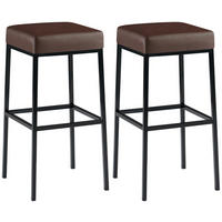 BARHOCKER 2er Set Lederlook braun - Schwarz/Braun, Textil/Metall (37/78/37cm) - CLP