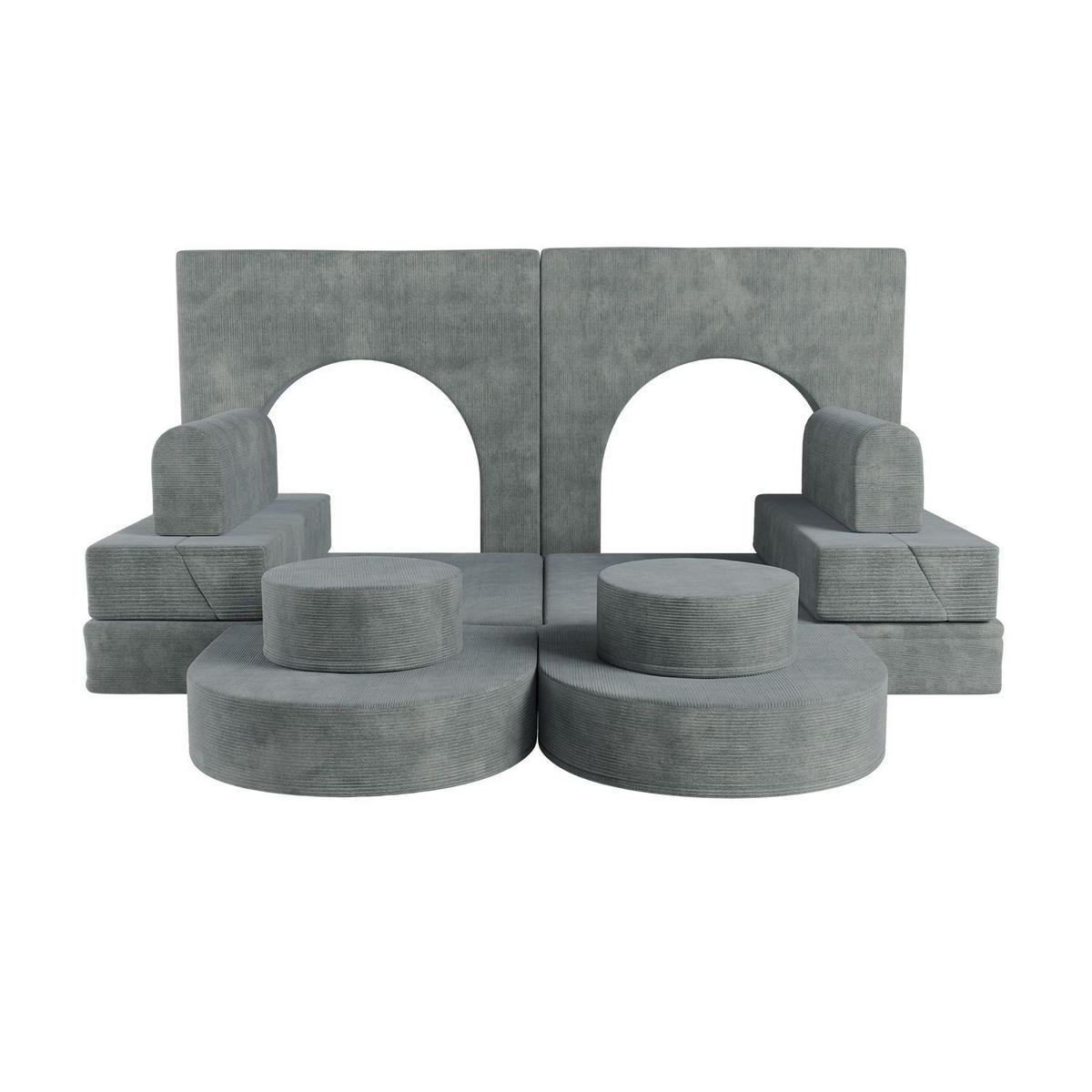 KINDERSOFA Kayo cord hellgrün - Grün, Textil (150/50/75cm) - Juskys