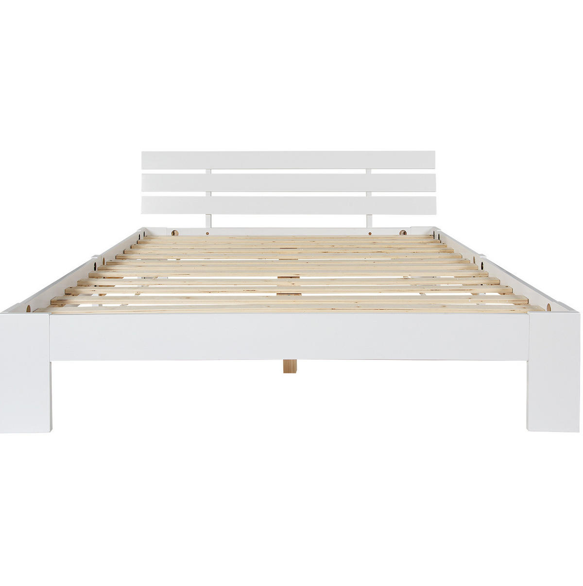 BETT 140/200 cm in Weiß aus Massivholz mit Lattenrost - Weiß, Holz (140/200cm) - Flora Grace