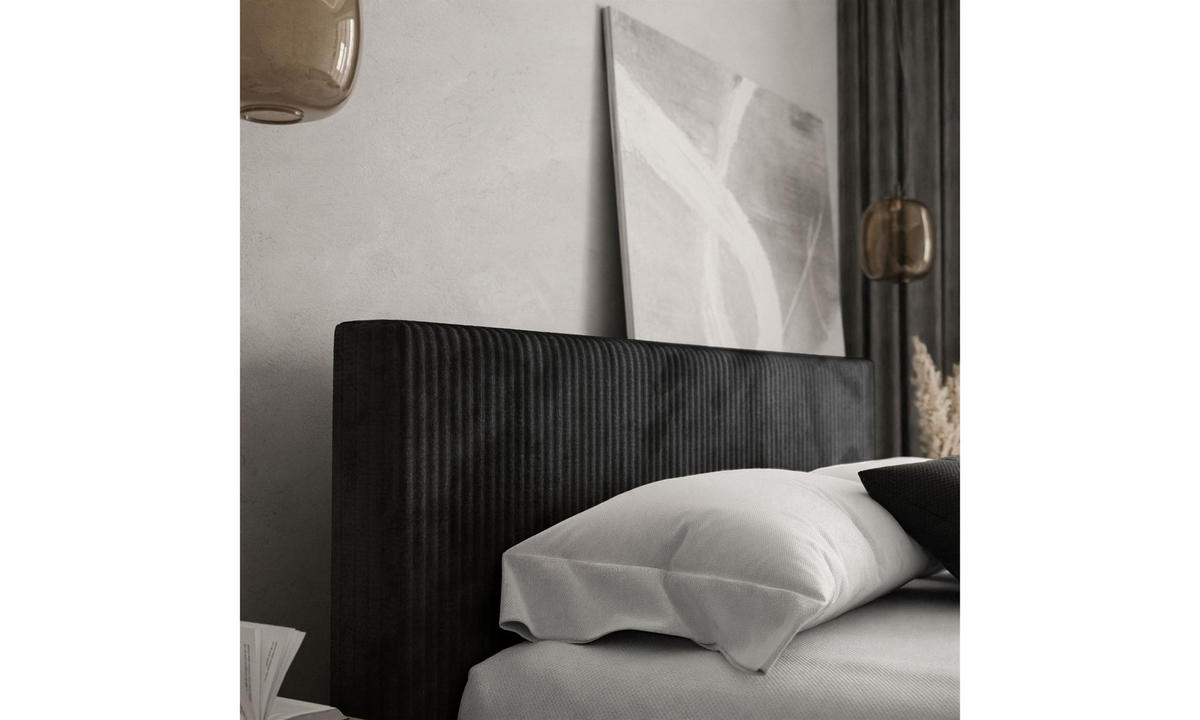 POLSTERBETT TILIA 140x200 cm Tilia 100, 34 Holzlatten, Kopfteil 95 cm - Schwarz, Textil (140/200cm) - Lookway