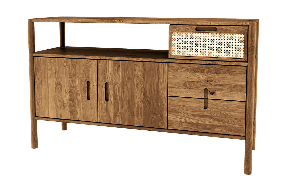 KOMMODE INA Wildeiche - Alteiche, Holz (142/86/46cm) - byoak