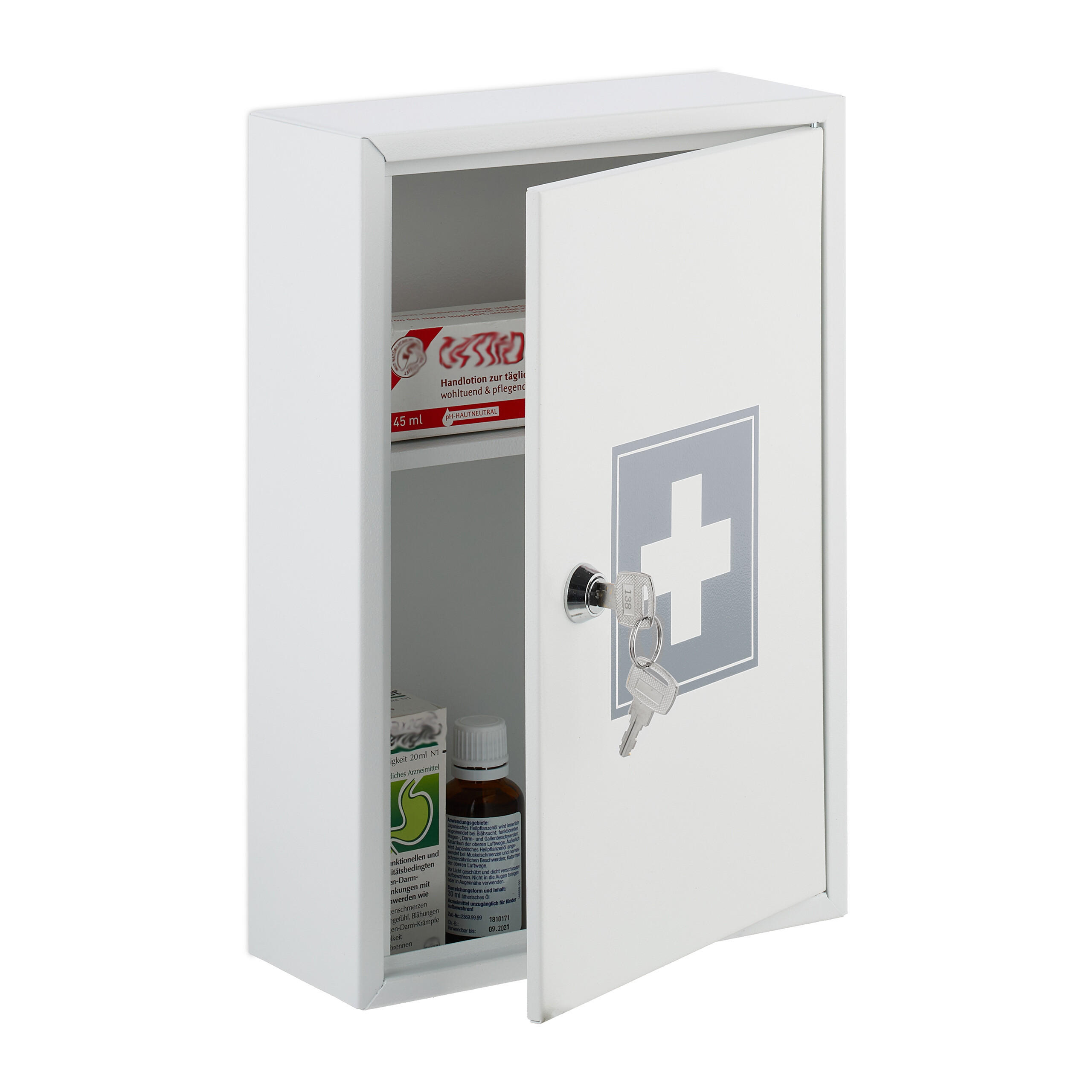 MEDICINSK&Aring;P Vit l&aring;sbart metall 32/21.5/8 cm