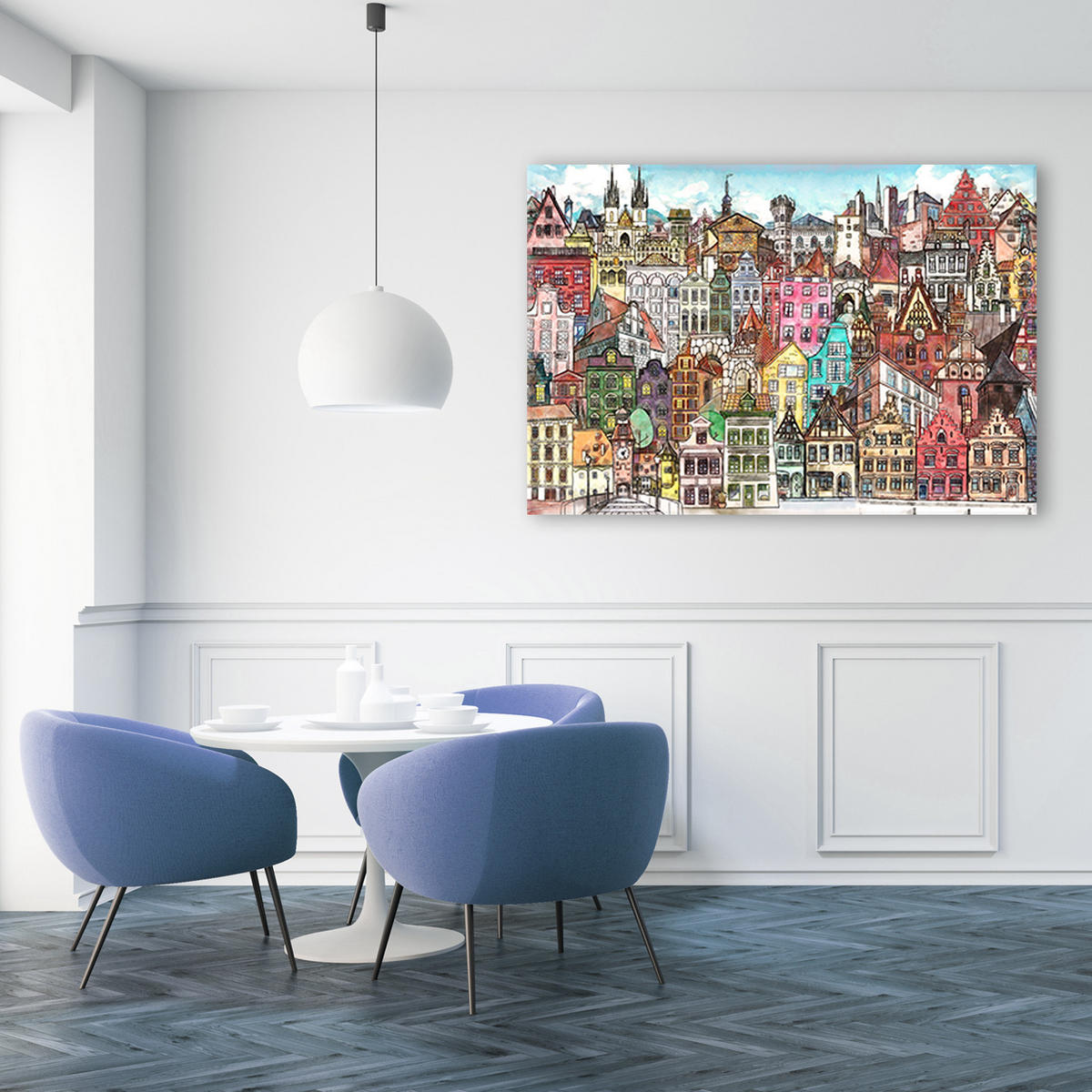 WANDBILD fröhliche stadt - Multicolor, Textil (60/40cm) - Feeby