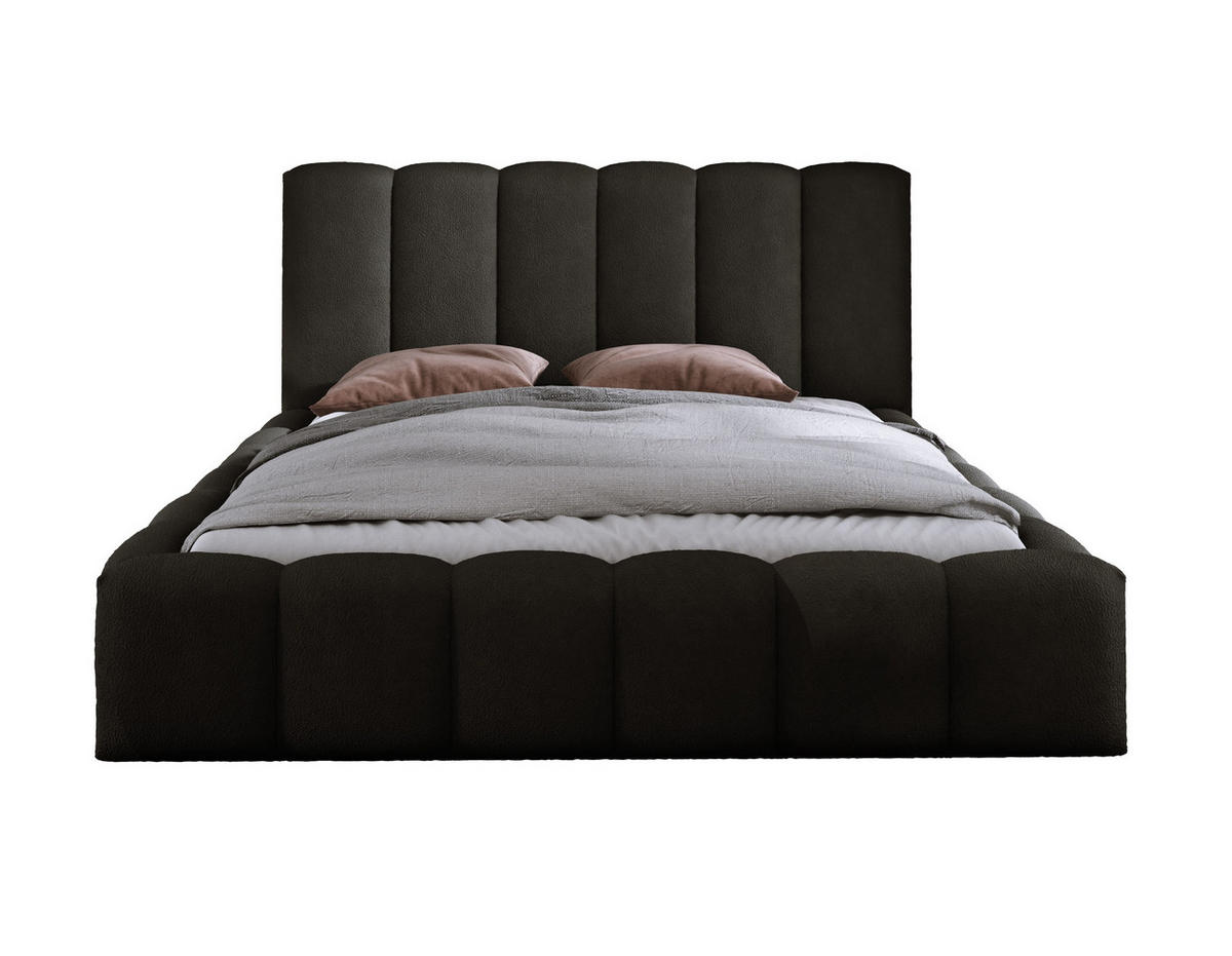 POLSTERBETT VELORA 160x200 SCHWARZ - Schwarz, Textil (160/200cm) - Luxkor24