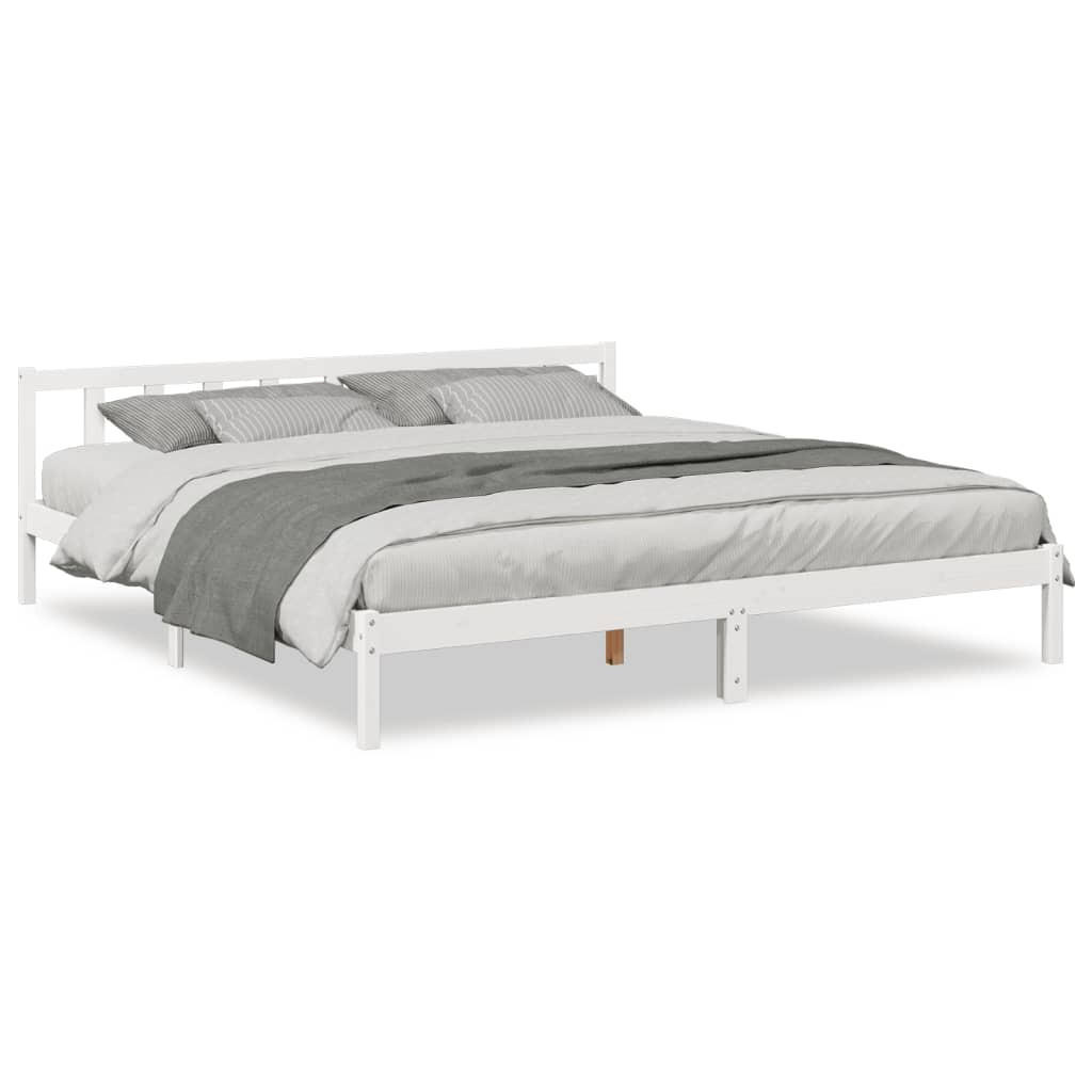 MASSIVHOLZBETT Extra Lang Ohne Matratze Weiss 200/220 Kieferholz - Weiß, Holz (90/200cm) - vidaXL