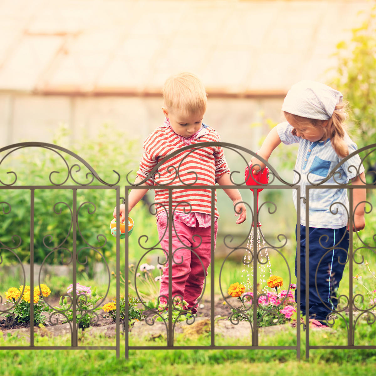 GARTENZAUN - Dunkelbraun, Metall (63.5/98cm) - Relaxdays