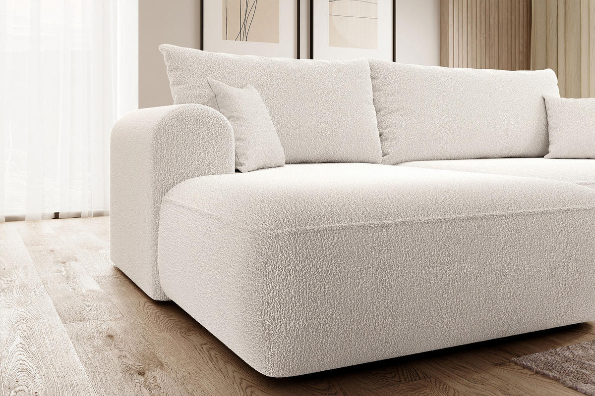 ECKSOFA Ovo Cremeweiß Boucle - Creme, Textil (260/165cm) - Selsey