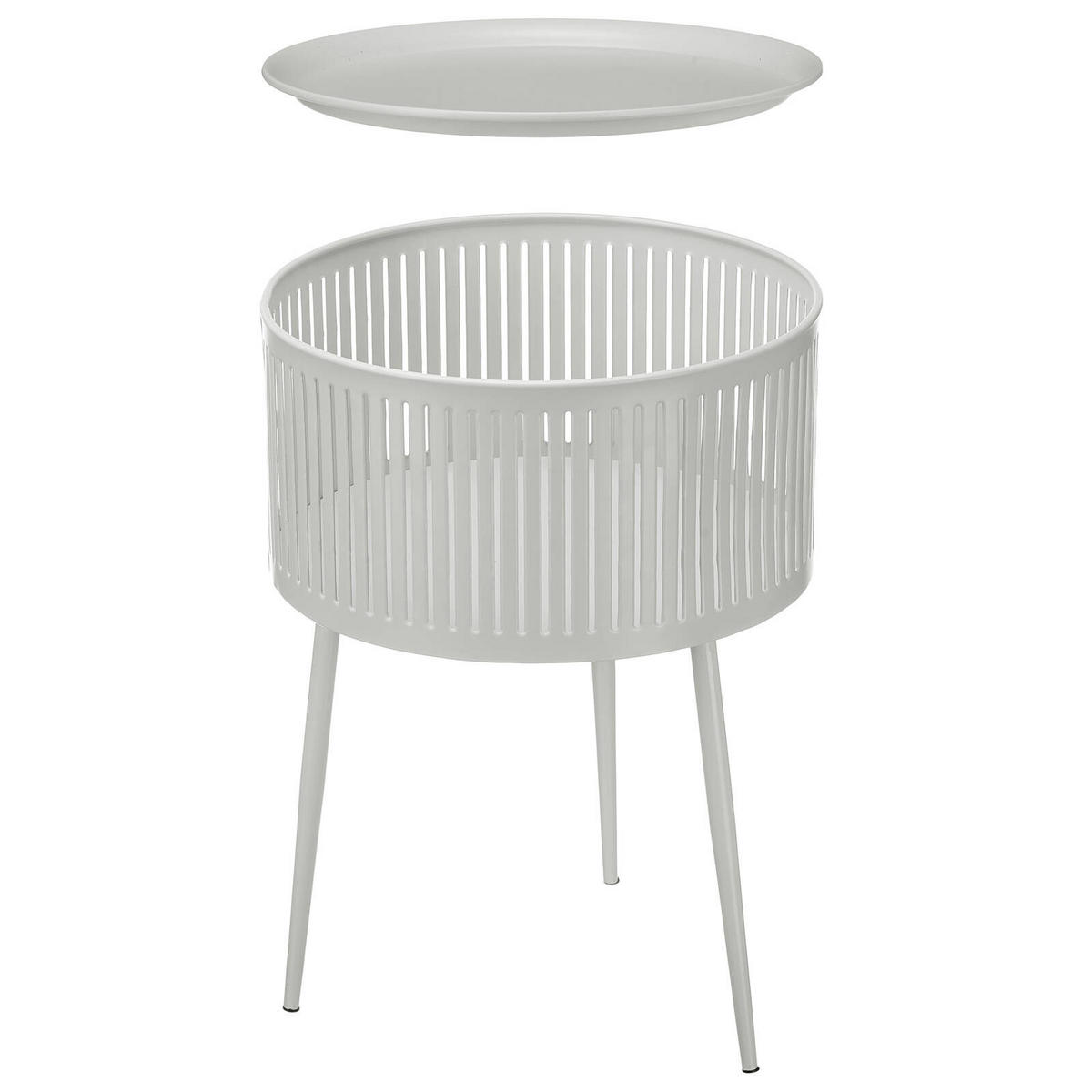 COUCHTISCH mit Stauraum Ø 40 cm - Grau, Metall (40/40/57cm) - Giftdecor
