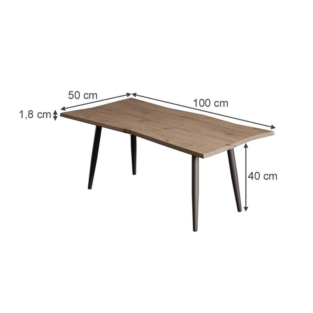 COUCHTISCH Yan Artisan 100 x 50 cm - Hellgrau, Holzwerkstoff (50/100/40cm) - Vicco