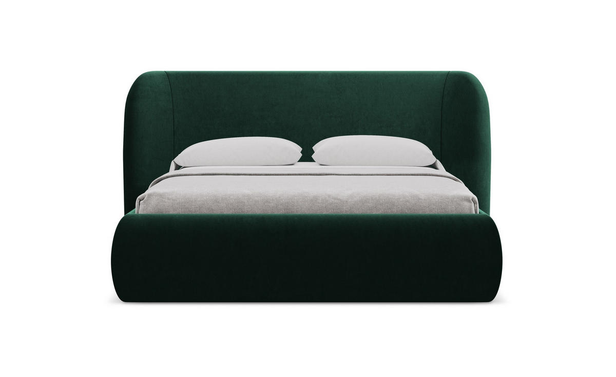 POLSTERBETT mit Bettkasten und Lattenrost 210x215 Grün - Dunkelgrün/Schwarz, Kunststoff/Textil (160/200cm) - Makamii