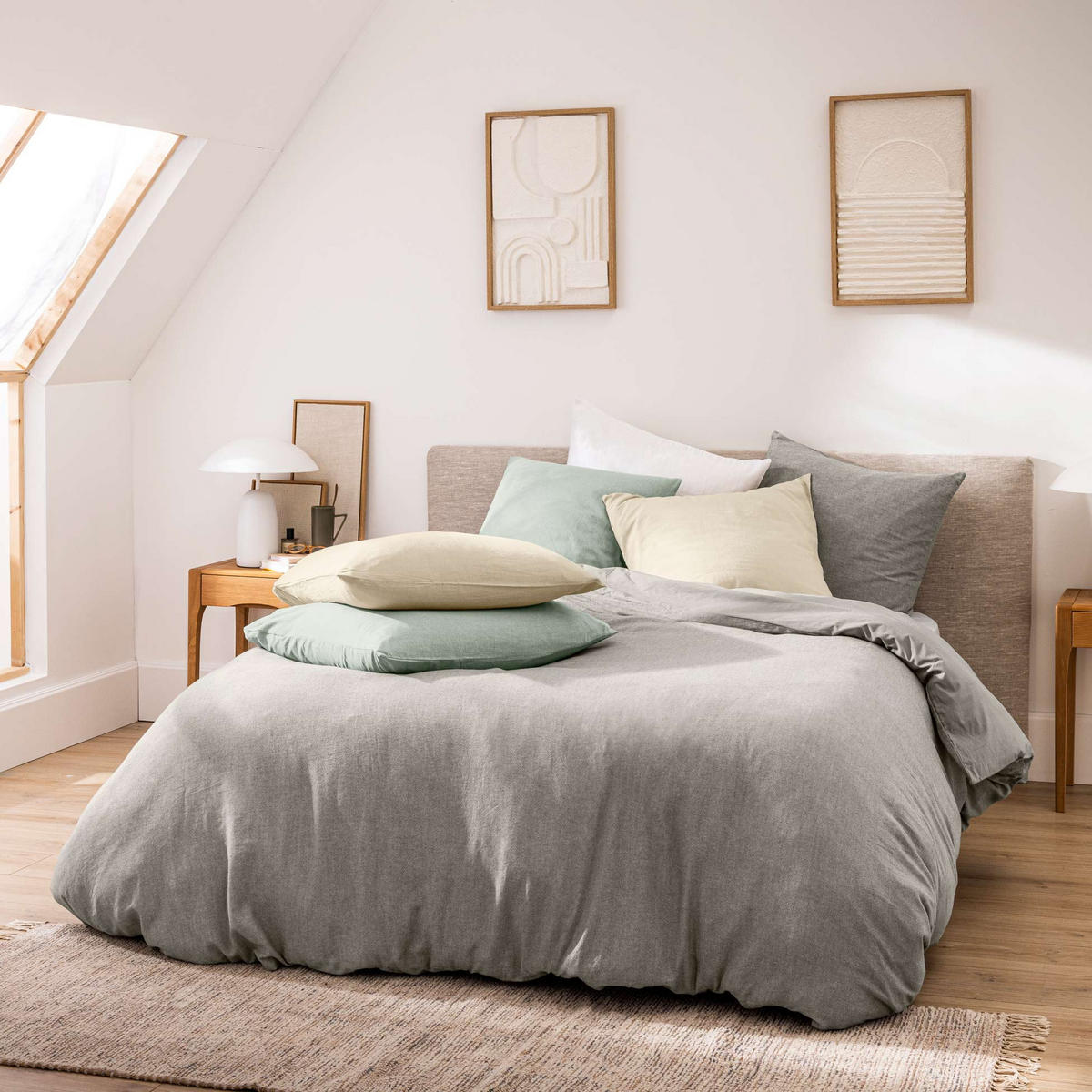 BETTWÄSCHE-SET Baumwolle Meline 240/220 cm - Grün, Naturmaterialien (220/240cm) - Douceur d´intérieur