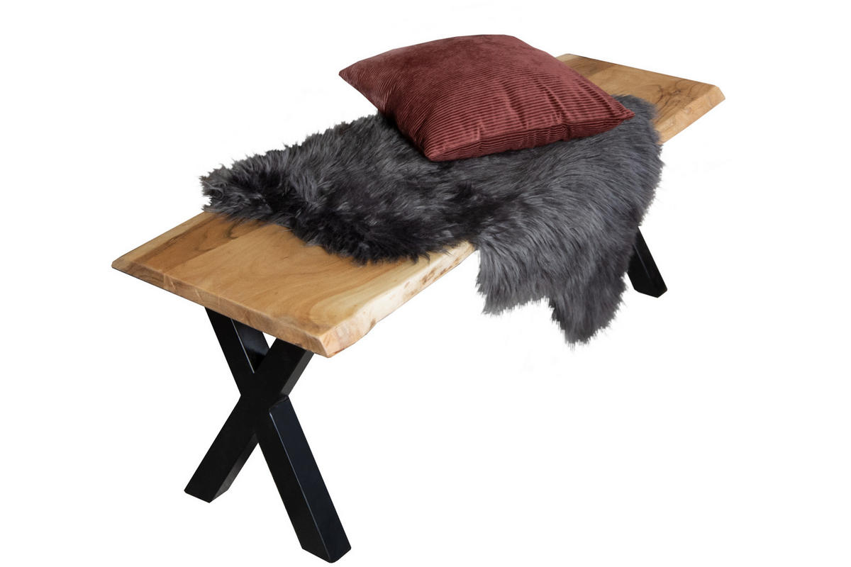 SITZBANK NOAH - Beige/Schwarz, Holz/Metall (160/45/42cm) - SAM