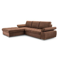 ECKSOFA SANDRO Orange Geflochtener Stoff mit Schlaffunktion - Orange, Holz (277/201cm) - MASSENO