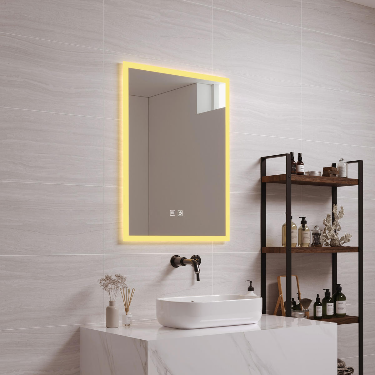 BADEZIMMERSPIEGEL Scafa - Weiß, Glas/Metall (45/60/3cm) - pro.tec