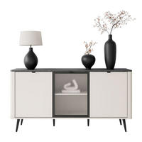 KOMMODE auf Füßen AUTUMN 2D1W mit Glasfront, Kaschmir / Grauer Stein - Beige, Holzwerkstoff (160/82/40cm) - Lookway